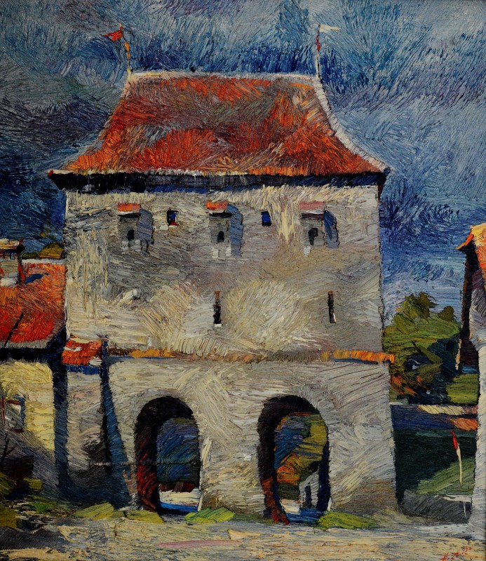 "Sighișoara" by Anatol Ghimpu, 2001, 600x520mm, ulei pe pânză