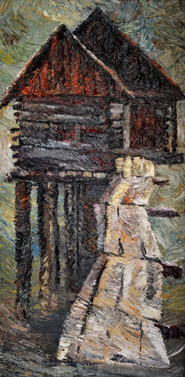 "Moară de apă. Sibiu ASTRA" by Vlada Cibuc, 2015, 600x300mm, oil on canvas