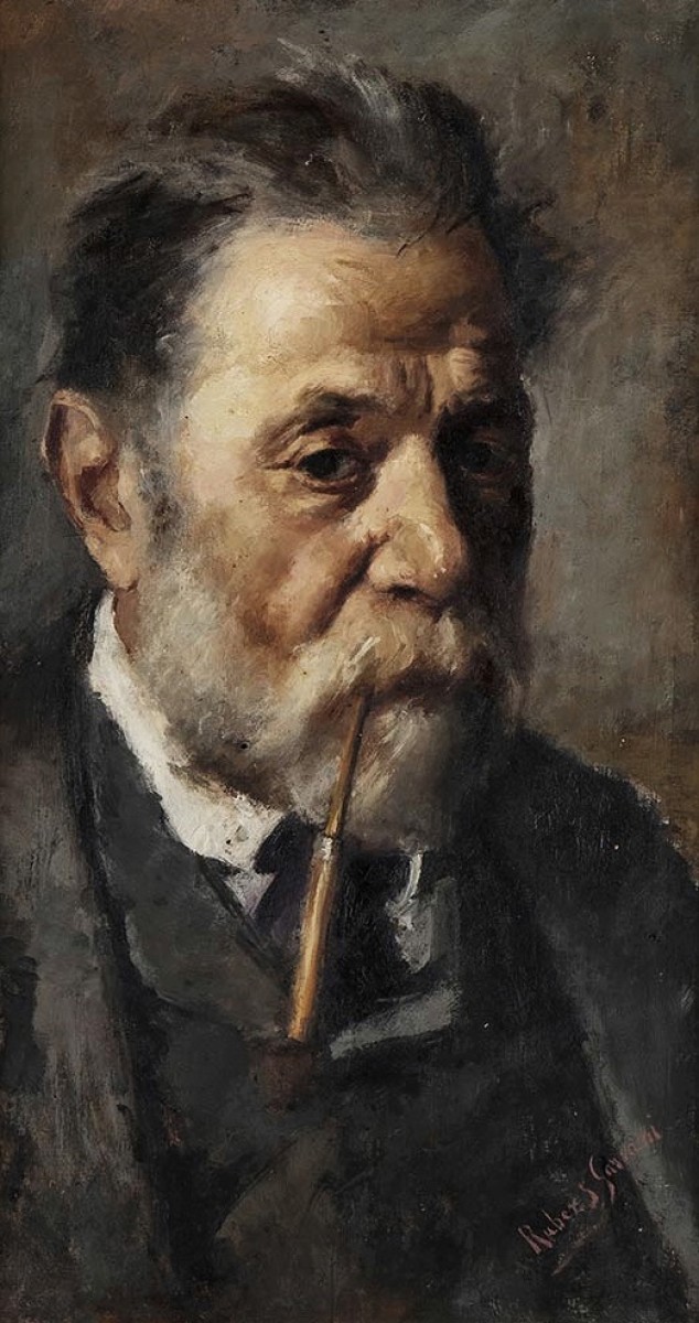 "Portait of a man smoking a pipe" by Rubens Gariani, 1907