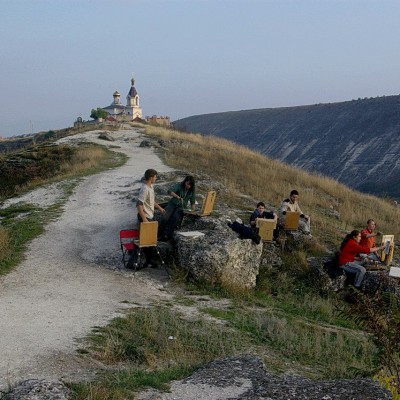 Осенний пленэр. IX класс - первые этюды маслом. Октябрь 2013