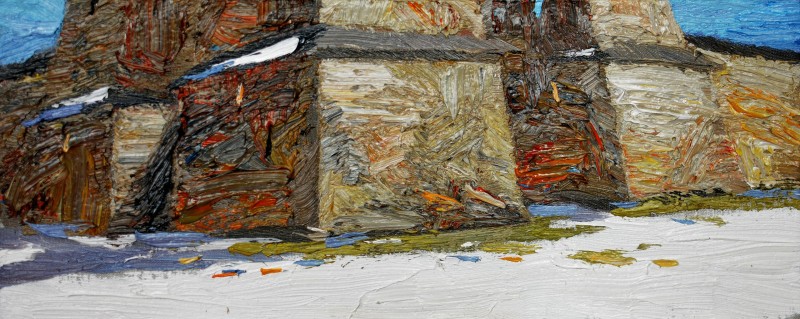 "Etude. Sucevita Monastery" by Anatol Ghimpu, 2016, 200x500mm, oil on canvas