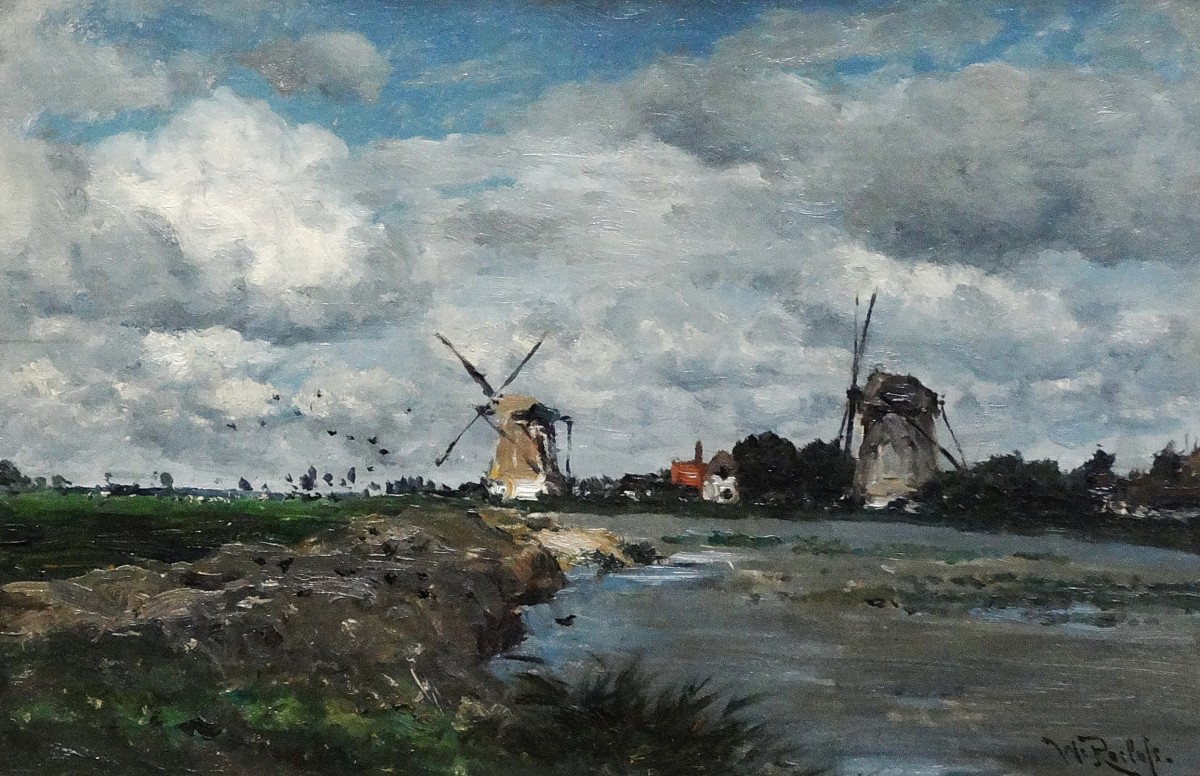 "Pictură. Peisaj. Mori de vânt" by Willem Roelofs