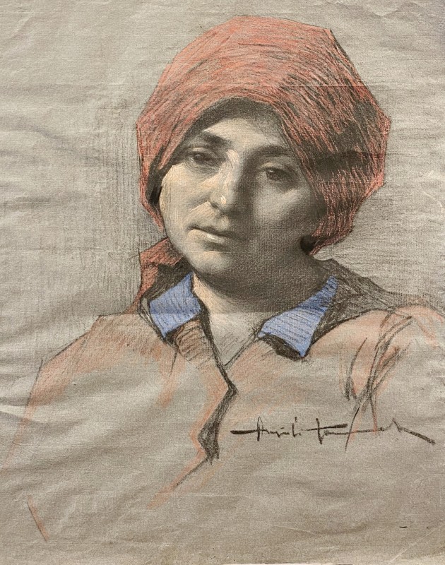 "Pictură. Portret" by Angiolo Tommasi