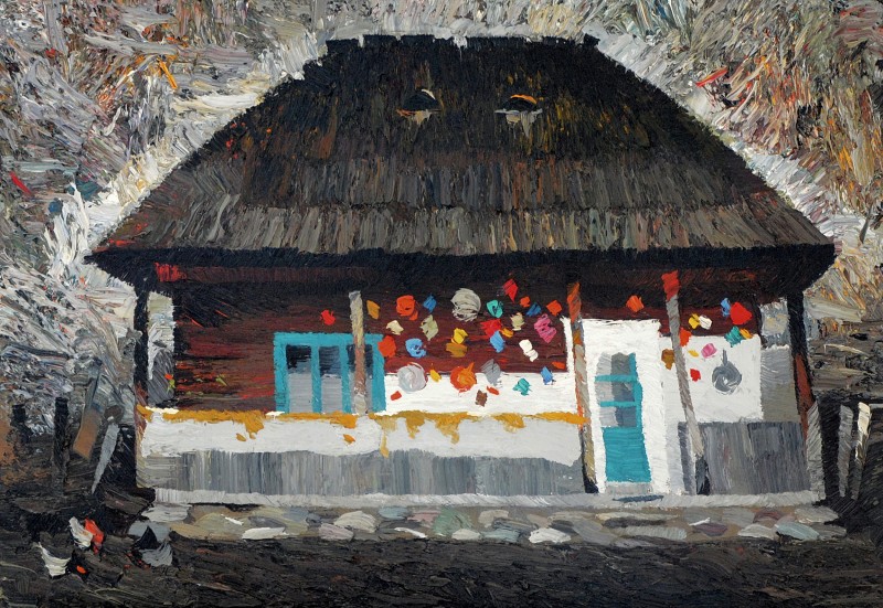"Small house in Maramureș" by Anatol Ghimpu, 2010, 420x600mm, oil on canvas