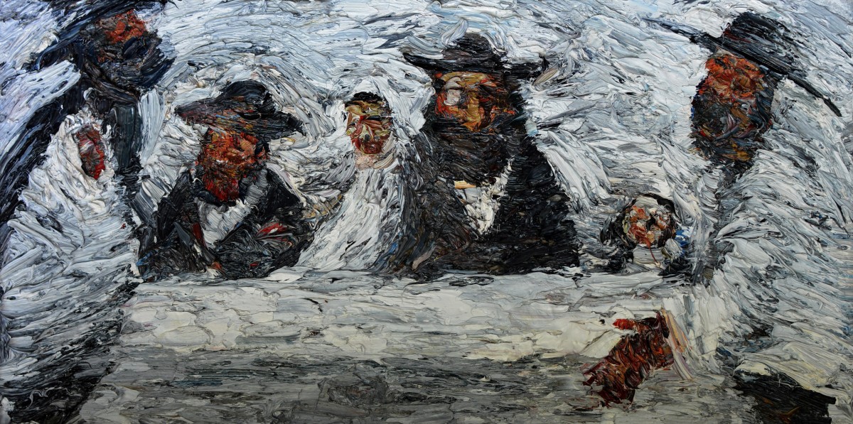 "Compoziție. Cultura Universală" by Ioan Postică, 2014, 420x840mm, oil on canvas