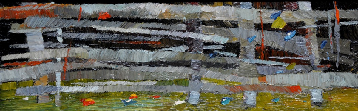 "Motiv" by Dumitru Puiu, 2018, 200x600mm, ulei pe pânză