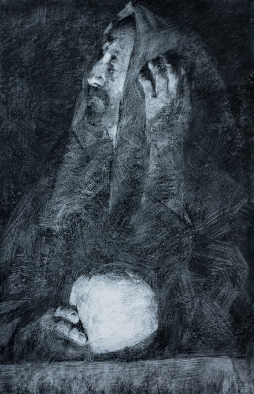 "Desen. Portret. De lungă durată" by Cezar Ciobanu, 600x400mm, Russian sauce pe hârtie