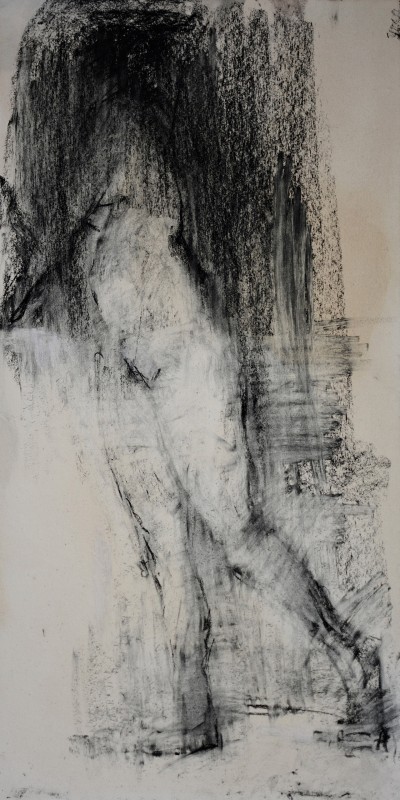 "Crochiu nud" by Cristina Sîrbu, 2016, 400x200mm, Russian sauce on paper