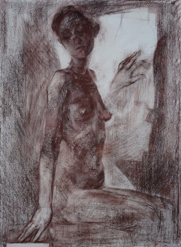 "Рисунок. Обнаженка. Продолжительный" by Родиcа Дубасари, 800x550mm, соус / бумага