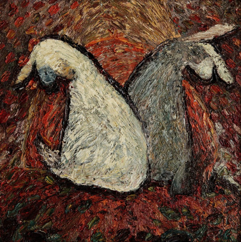 "Little donkeys" by Nicoleta Stati, 1999, 1000x680mm, ulei pe pânză