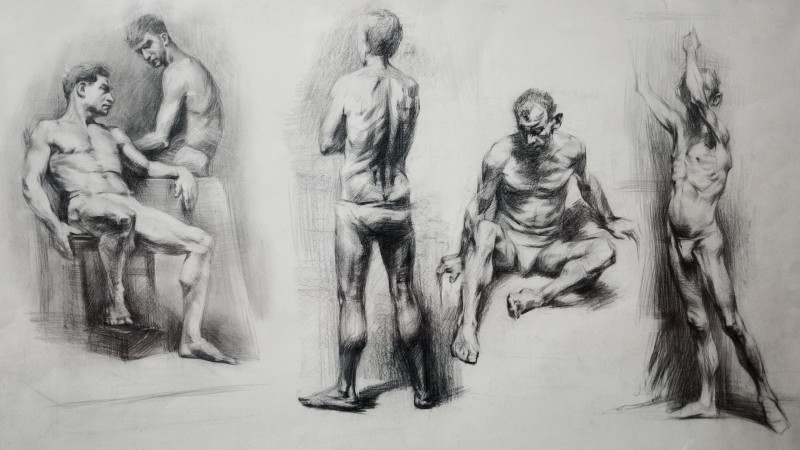 "Copie. Nud" by Oxana Țip, 2011, 450x750mm, creion pe hârtie