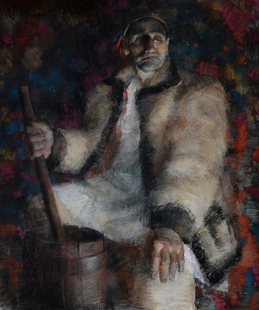 "Drawing. Figure. Long term" by Alisa Bivol, 700x600mm, Russian sauce and pastel on paper