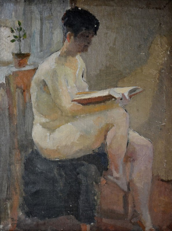 "Этюд. Фигура в национальном костюме" by Ункновн Аутхор, 2016, 400x200mm, масло / холст