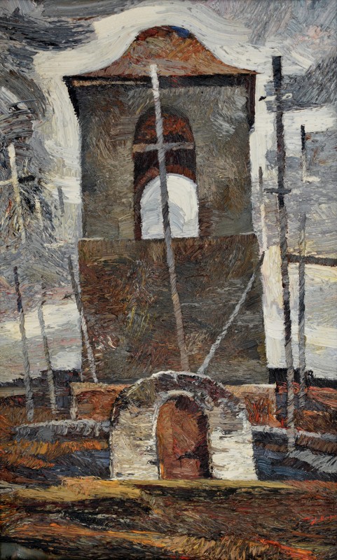 "Clopotnița" by Anatol Ghimpu, 2003, 680x420mm, ulei pe pânză