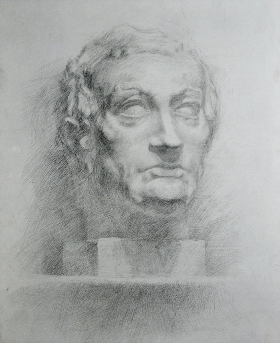 "Gypsum head" by Ion Golubei, 2013, 500x400mm, pencil on paper