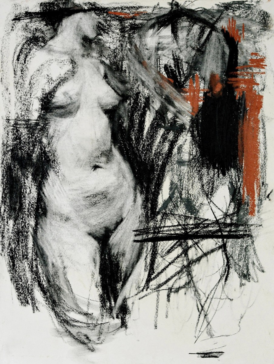 "Desen. Nud. Apsa" by Victor Teslaru, 400x300mm, Russian sauce și sanghină pe hârtie