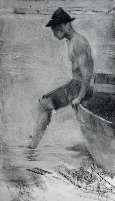"Practica de vară. Figură" by Ion Golubei, 2016, 500x300mm, Russian sauce pe hârtie