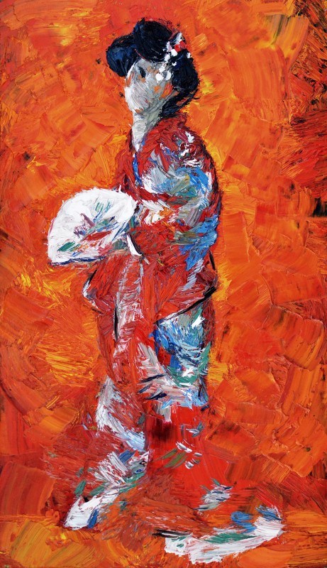 "Studiu. Gheișa" by Vlada Cibuc, 2016, 520x300mm, oil on canvas