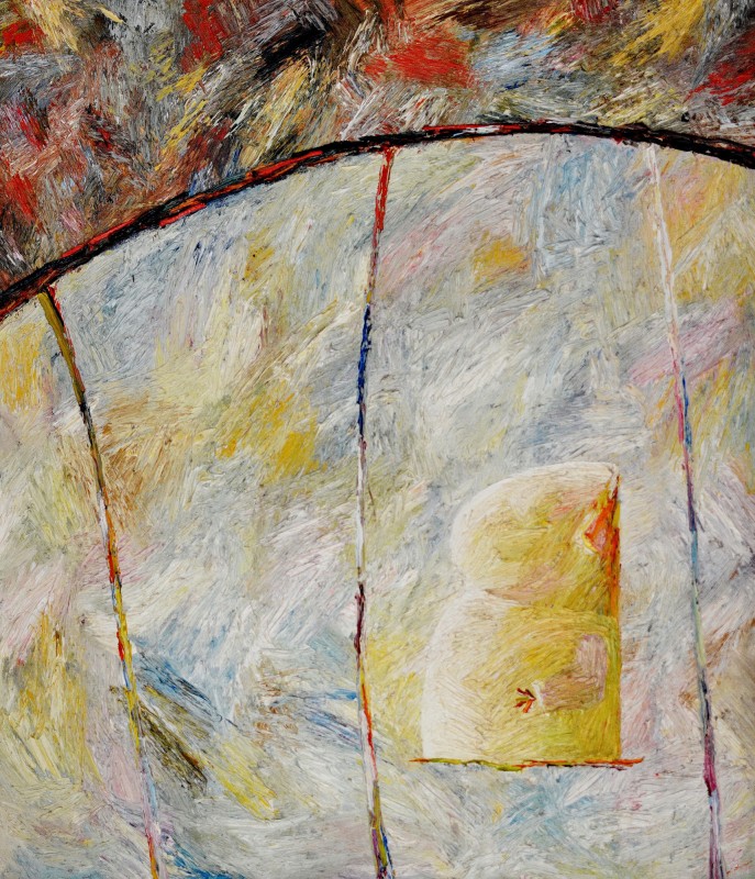 "Dan și papagalu" by Anatol Ghimpu, 1993, 1200x1050mm, ulei pe pânză