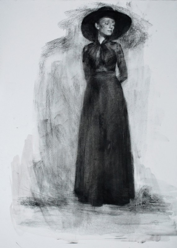 "Figure. Woman" by Ion Golubei, 2016, 750x550mm, Russian sauce on paper