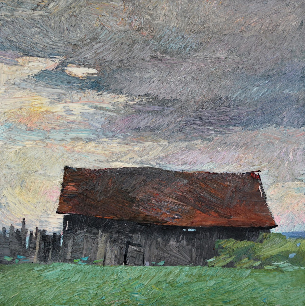 "Etude. Șură" by Anatol Ghimpu, 2005, 520x520mm, oil on canvas