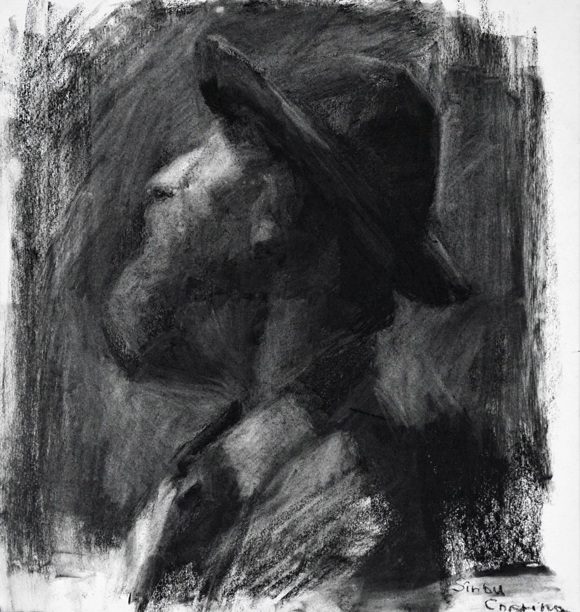 "Portret. Test" by Cристина Сырбу, 2015, 400x400mm, соус / бумага