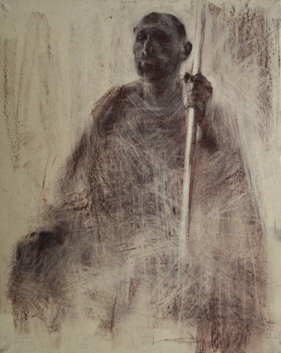 "Sketch. Semi-figure" by Ion Golubei, 2015, 500x400mm, sepia on paper