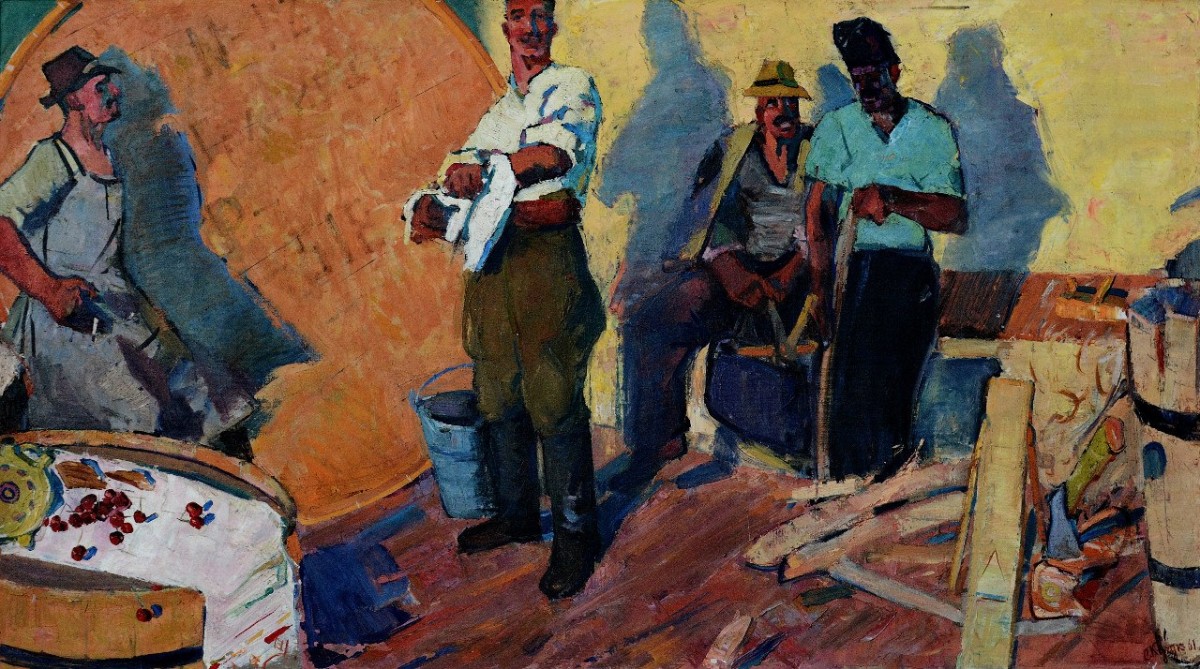 "Composition" by Sergiu Cuciuc, oil on canvas