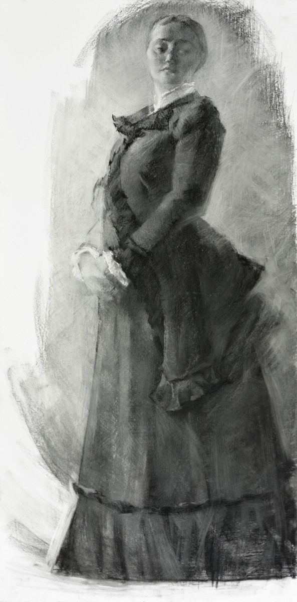 "Figure" by Maria Manchevici, 2022, 500x1000mm, Russian sauce on paper