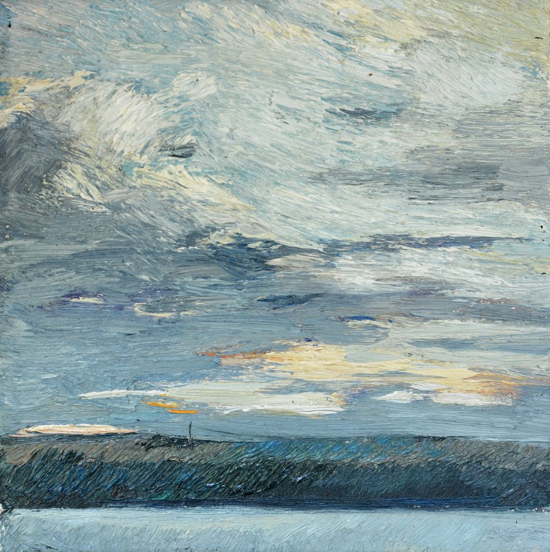 "Studiu. Cer" by Victor Teslaru, 2014, 300x300mm, oil on canvas
