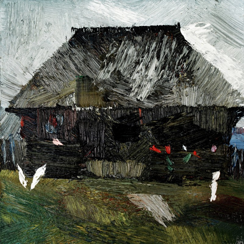 "House of Constantin Brâncuși" by Ion Golubei, 2016, 300x300mm, oil on canvas