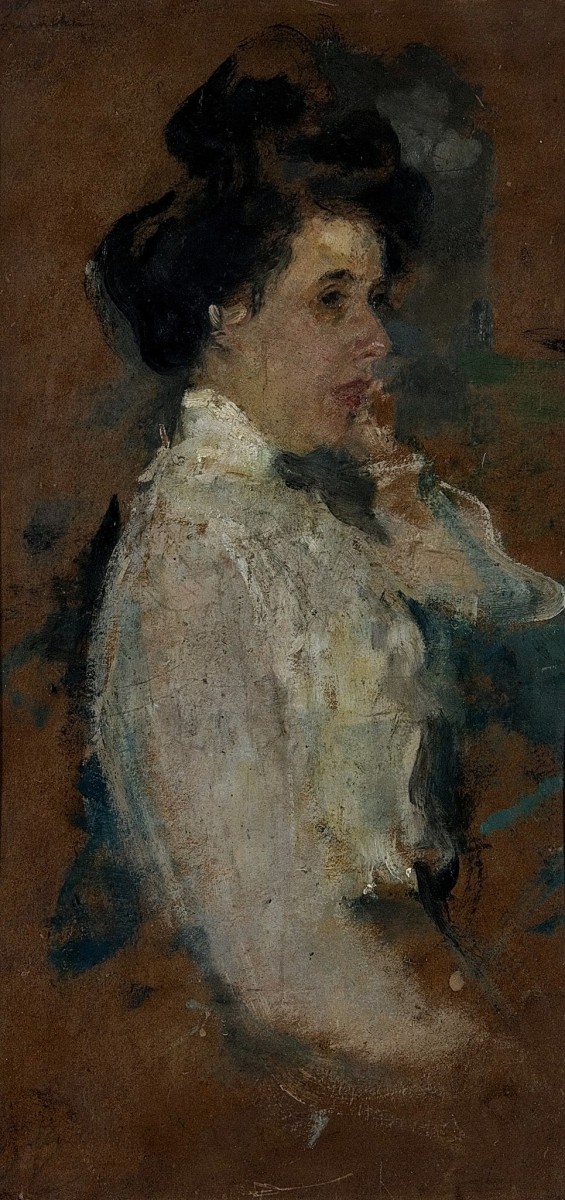 "Compoziție. Figură / semifigură" by Olga Boznańska