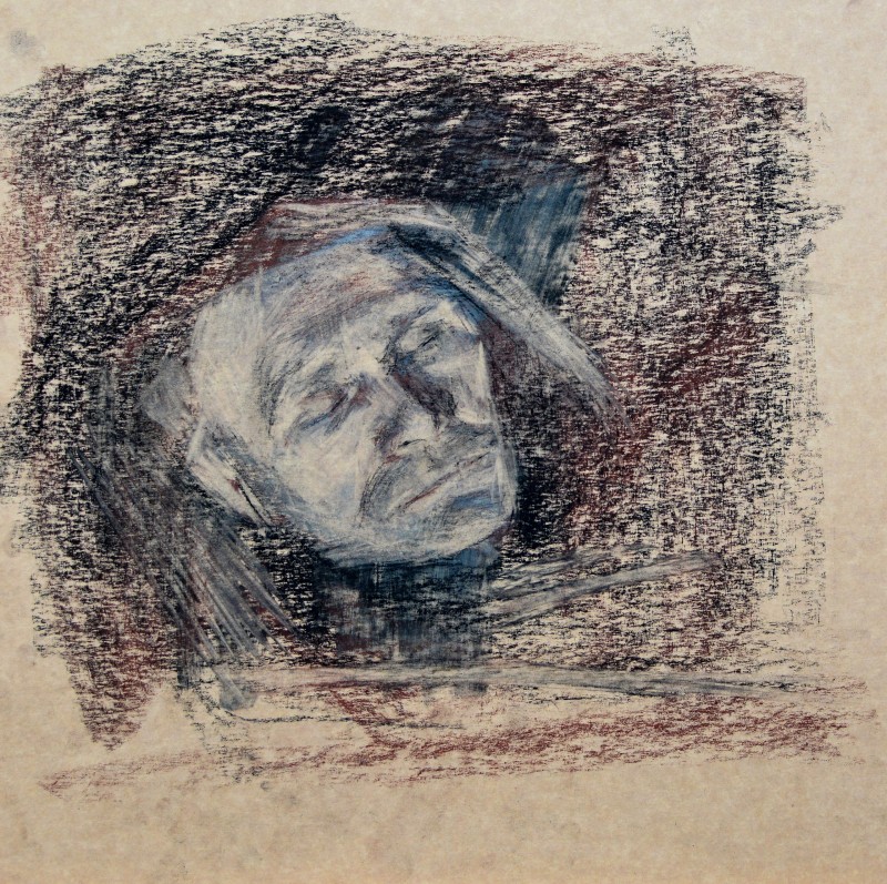 "Drawing. Portrait" by Eduard Leahu, 390x390mm, Russian sauce on paper