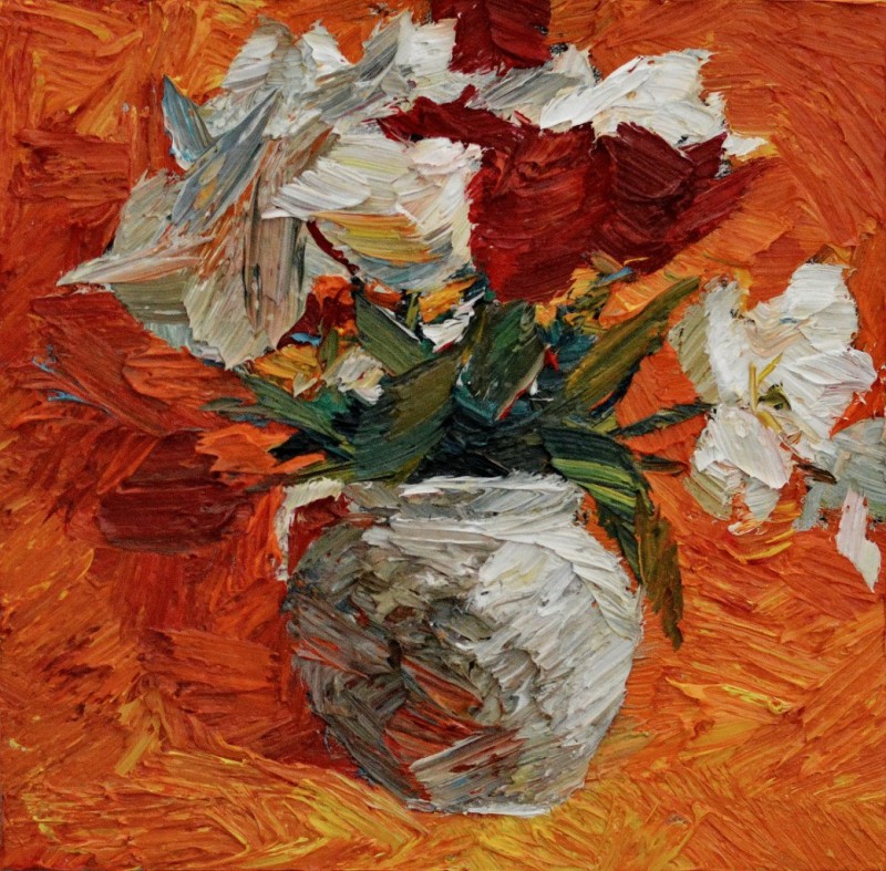 "Studiu. Natură statică cu flori" by Mădălina Casian, 2013, oil on canvas