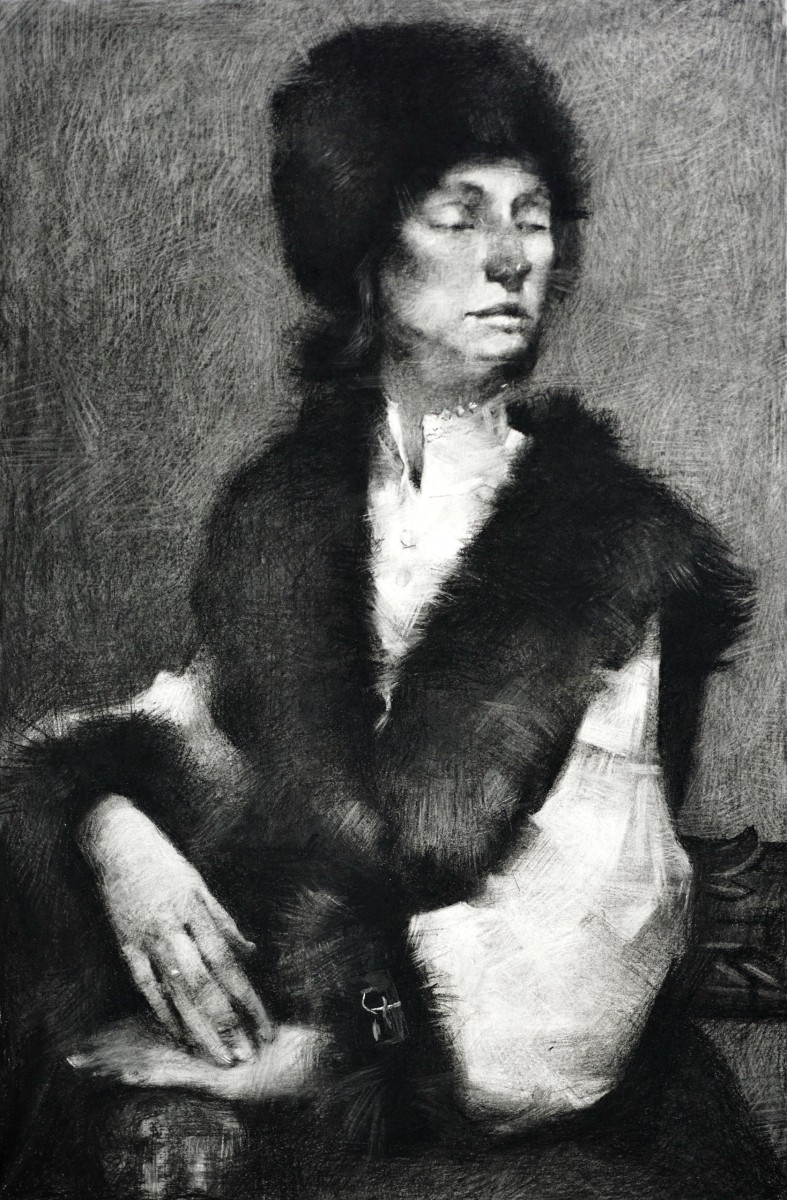 "Semifigură" by Cristina Demian, 2017, 600x400mm, Russian sauce on paper