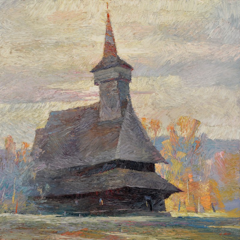 "Church from Sîrbi" by Anatol Ghimpu, 2000, 680x680mm, oil on canvas