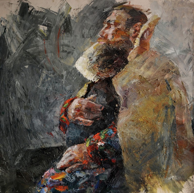 "Semifigură tematică" by Sanda Ceban, 2017, 680x680mm, oil on canvas
