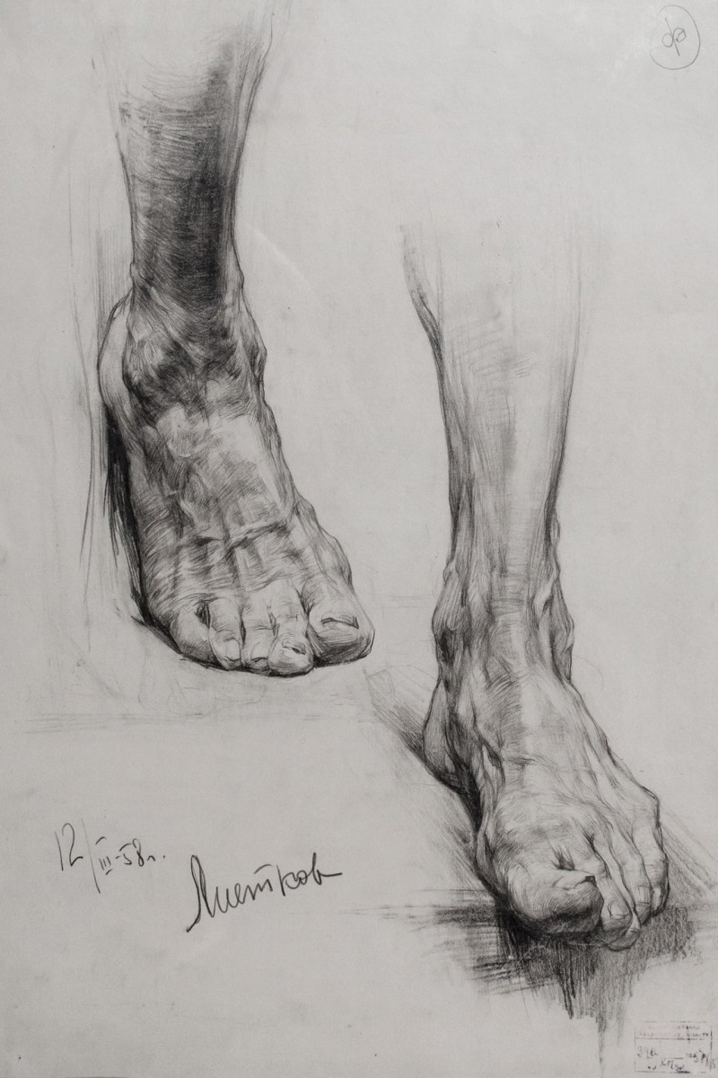 "Drawing. Gypsum, head, hands, feet" by Anatoly Semyonovich Listkov