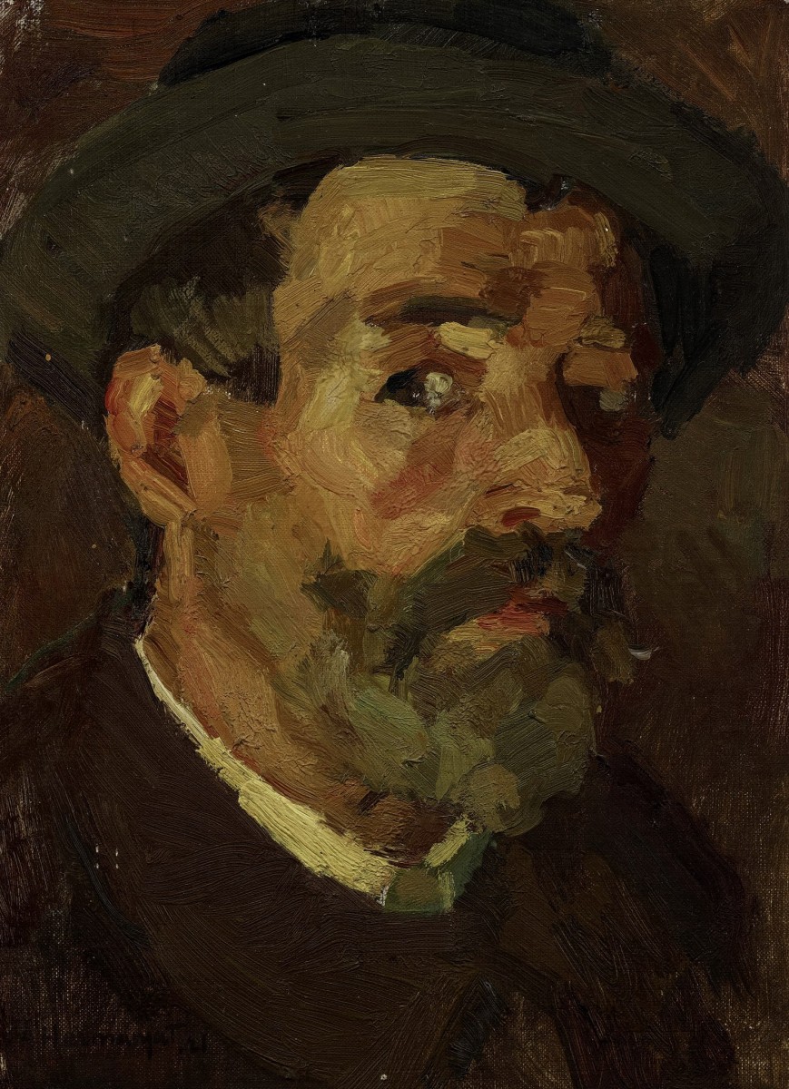 "Self-portrait" by Abraham Hermanjat, 1921, ulei pe pânză
