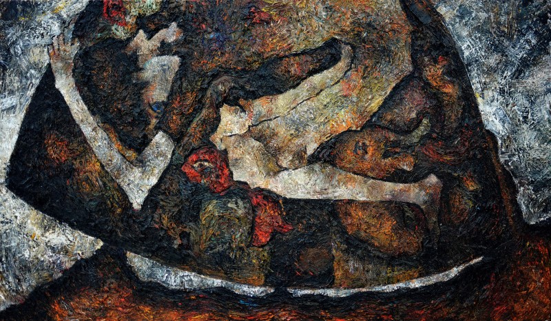 "Lucrarea de diplomă. \"Vis\"" by Cristina Demian, 2017, 700x1200mm, oil on canvas
