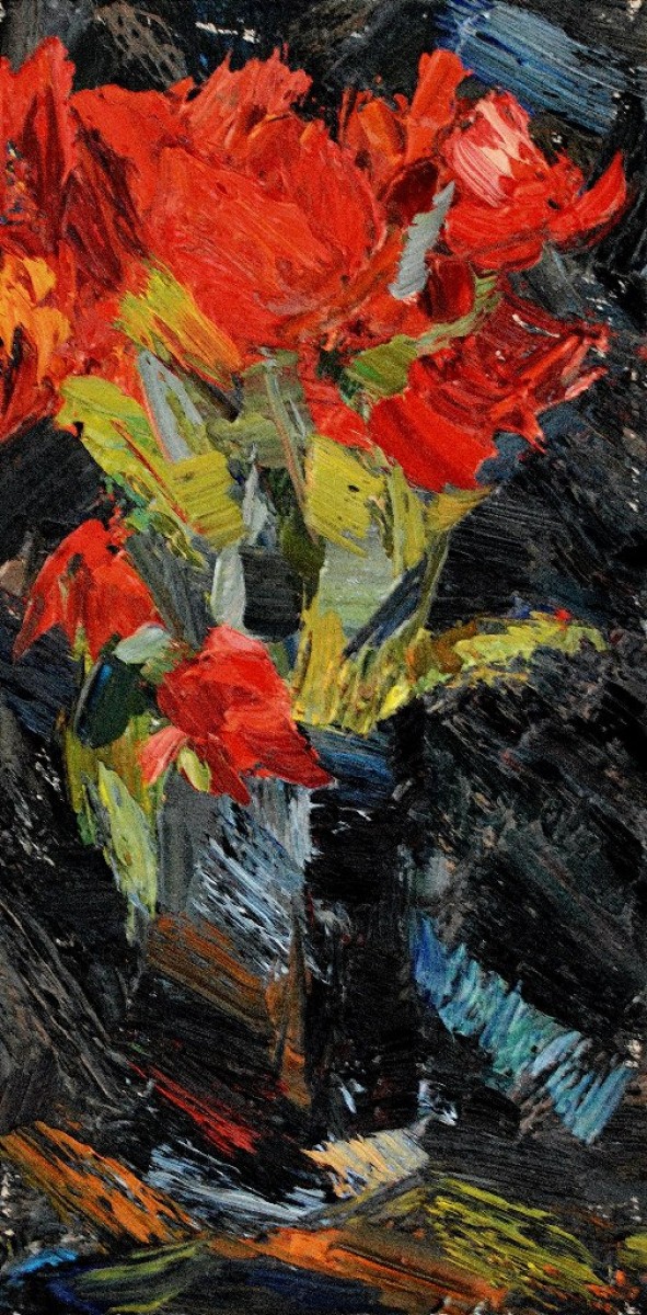 "Studiu. Natură statică cu flori" by Alexandru Șaganeanu, 2013, oil on canvas