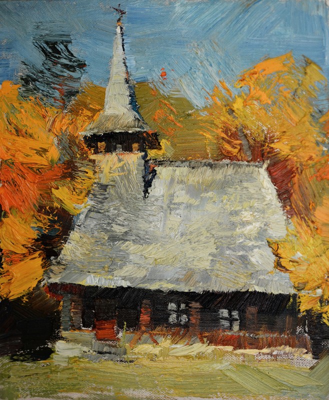 "Biserică. Sibiu ASTRA" by Mădălina Casian, 2015, 300x250mm, oil on canvas