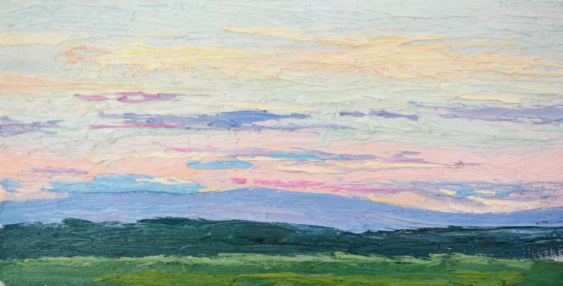 "Motiv. Răsărit" by Anatol Ghimpu, 2017, 200x400mm, ulei pe pânză