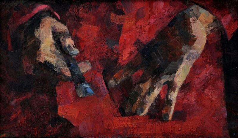 "Pictură. Gips, cap, mâini și picioare" by Nicoleta Derivolcov, ulei pe pânză