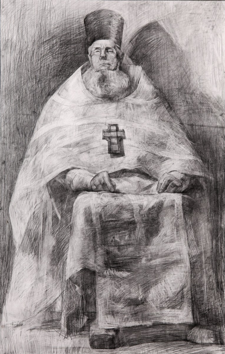 "Figură" by Petru Botnarenco, 2008, 700x450mm, pencil on paper
