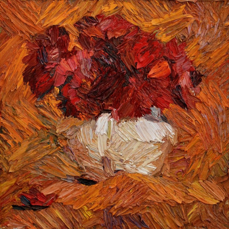 "Studiu. Natură statică cu flori" by Cezar Ciobanu, 2013, oil on canvas