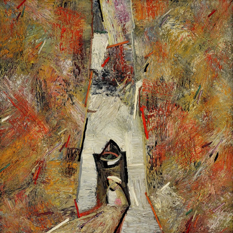 "Dialog (Dialogue)" by Anatol Ghimpu, 1998, 710x710mm, oil on canvas