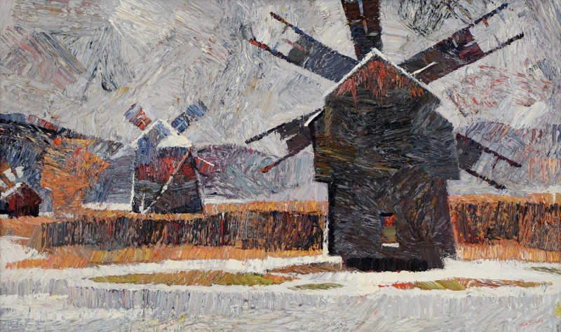 "Windmills. Sibiu" by Anatol Ghimpu, 2004, 420x680mm, oil on canvas
