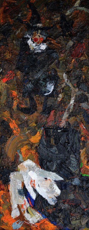 "Compoziție. Teatrul" by Nicoleta Derivolcov, 2020, 800x320mm, ulei pe pânză