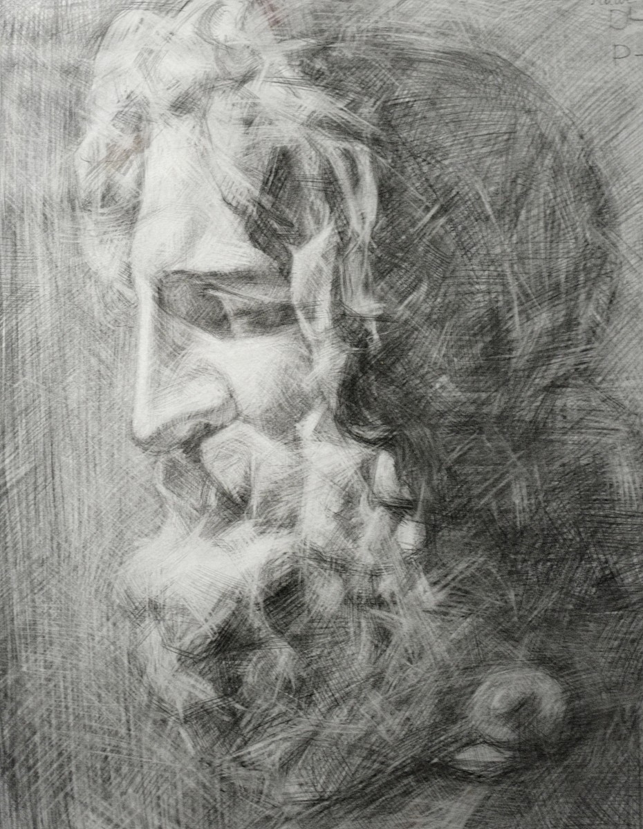 "Gypsum head" by Cătălin Graur, 2014, 500x400mm, pencil on paper